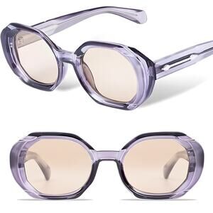 Translucent Lavender Retro Rectangle Sunglasses Unisex Lightweight Comfort